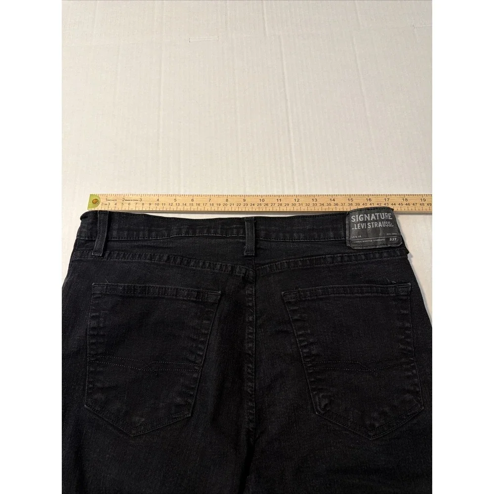 Men's Levi Strauss Signature 36X30 S37 Jeans Straight Leg Black Denim Work